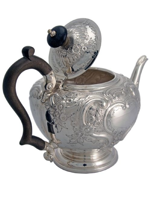 HEAVILY CHASED SILVER FOUR PIECE TEA AND COFFEE SET - ADDITIONAL PHOTO 2