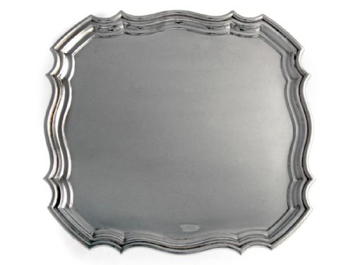 square shape silver salver tray with chippendale border - CATEGORY: ANTIQUE SILVER - DATED 1910
