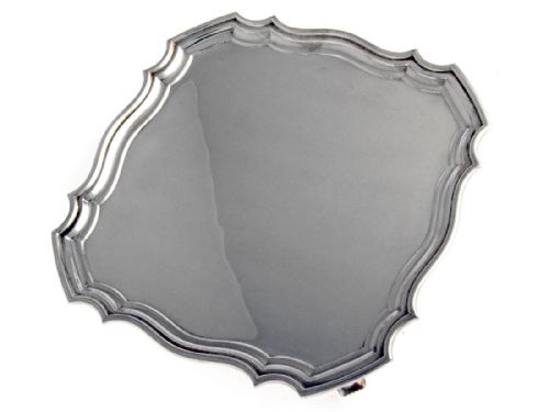 SQUARE SHAPE SILVER SALVER TRAY WITH CHIPPENDALE BORDER - ADDITIONAL PHOTO 2