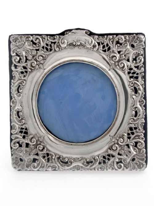 SQUARE PIERCED AND EMBOSSED SILVER PICTURE FRAME - ADDITIONAL PHOTO 1