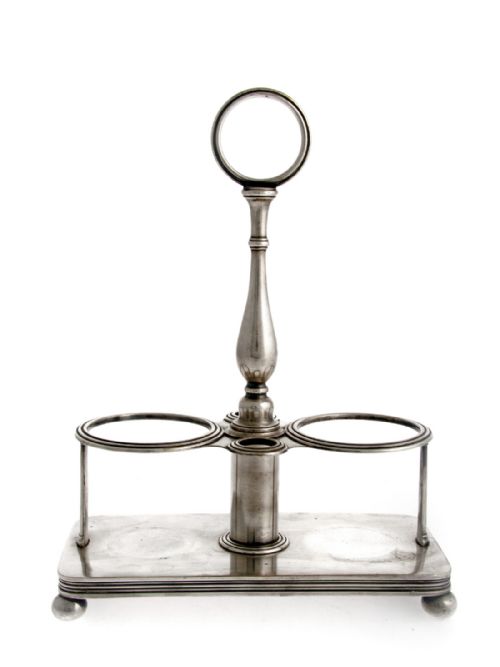 ANTIQUE CHRISTOFLE SILVER PLATED OIL AND VINEGAR STAND - ADDITIONAL PHOTO 3