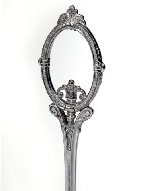 SILVER PLATE VICTORIAN THREE CUT GLASS BOTTLE DECANTER STAND - ADDITIONAL PHOTO 3