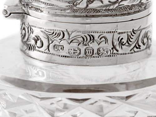 SILVER TOPPED AND CUT GLASS PERFUME BOTTLE WITH ORIGINAL STOPPER - ADDITIONAL PHOTO 5