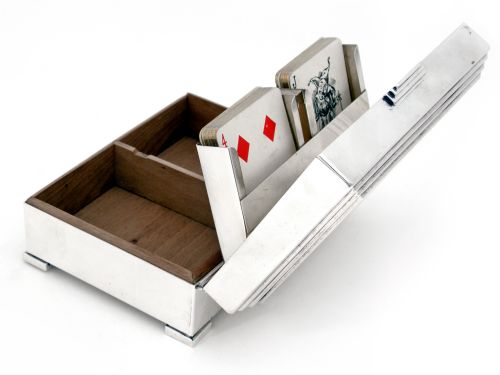 an unusual silver plate cigar and playing card box - CATEGORY: ANTIQUE SILVER - DATED 1930