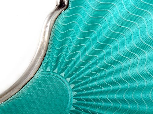SILVER AND TEAL GREEN ENAMEL HAND MIRROR - ADDITIONAL PHOTO 1