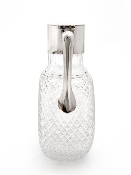 VICTORIAN SILVER PLATE AND CUT GLASS CLARET JUG WITH ENGRAVED BUTTERFLIES AND FLOWERS - ADDITIONAL PHOTO 3