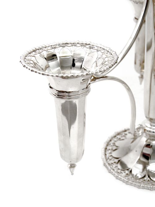 GOOD QUALITY ANTIQUE SILVER PLATED FLOWER EPERGNE - ADDITIONAL PHOTO 1