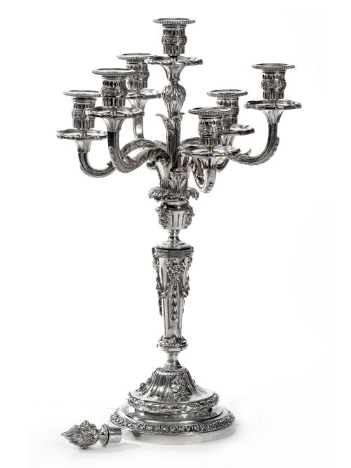 PAIR OF LATE VICTORIAN FRENCH SILVER PLATE CAST SEVEN LIGHT CANDELABRA - ADDITIONAL PHOTO 1