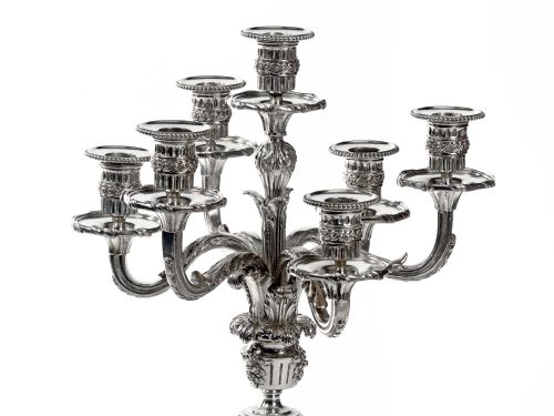 PAIR OF LATE VICTORIAN FRENCH SILVER PLATE CAST SEVEN LIGHT CANDELABRA - ADDITIONAL PHOTO 2