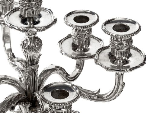 PAIR OF LATE VICTORIAN FRENCH SILVER PLATE CAST SEVEN LIGHT CANDELABRA - ADDITIONAL PHOTO 3