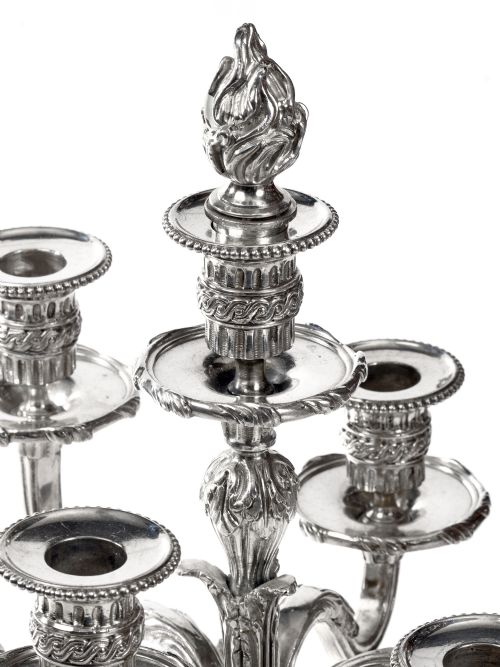 PAIR OF LATE VICTORIAN FRENCH SILVER PLATE CAST SEVEN LIGHT CANDELABRA - ADDITIONAL PHOTO 4