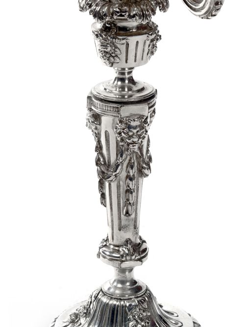 PAIR OF LATE VICTORIAN FRENCH SILVER PLATE CAST SEVEN LIGHT CANDELABRA - ADDITIONAL PHOTO 6