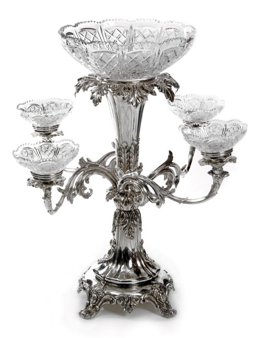 impressive old sheffield plate epergne by creswick co - CATEGORY: ANTIQUE SILVER - DATED 1850