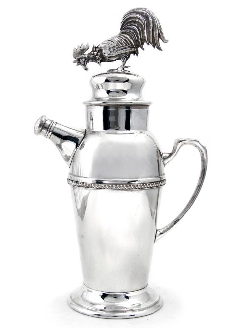 ELKINGTON SILVER PLATE COCKTAIL SHAKER WITH AN APPLIED COCKEREL - ADDITIONAL PHOTO 1