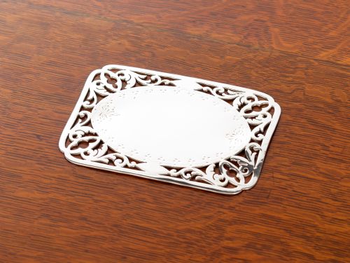 LATE VICTORIAN OAK SILVER PLATE SHAPED GALLERY TRAY - ADDITIONAL PHOTO 2