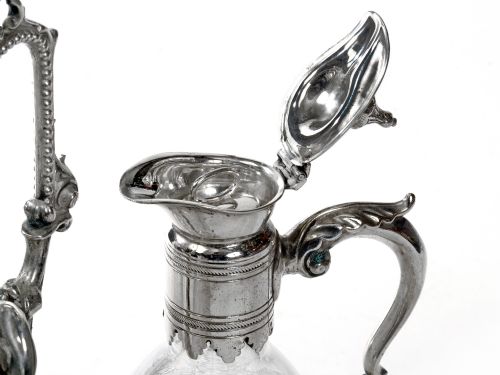 VICTORIAN SILVER PLATED DECANTER STAND WITH THREE CUT GLASS DECANTERS - ADDITIONAL PHOTO 4