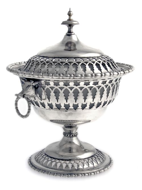 VICTORIAN DECORATIVE SILVER PLATE LIDDED COMPORT WITH FROSTED GLASS LINER - ADDITIONAL PHOTO 1