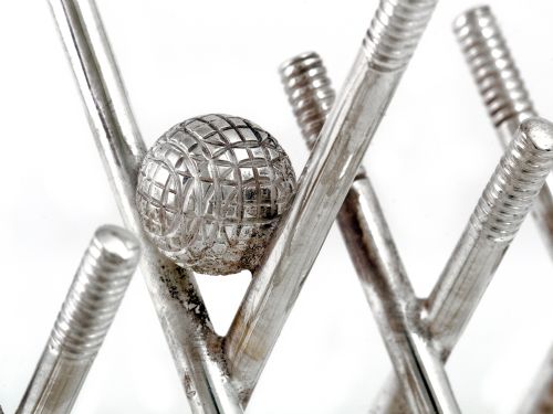 EDWARDIAN SILVER PLATE SIX DIVISION GOLF CLUB TOAST RACK - ADDITIONAL PHOTO 2