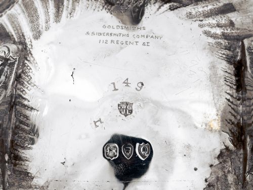 VICTORIAN SILVER FOUR FOOTED BOWL HEAVILY CHASED WITH BASKETS OF FLOWERS - ADDITIONAL PHOTO 6