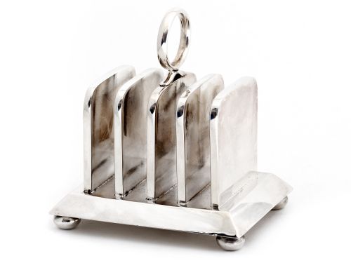 SUPER QUALITY RARE ANTIQUE SILVER PLATED RADIATOR TOAST RACK - ADDITIONAL PHOTO 1