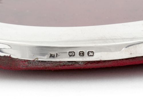ANTIQUE SILVER HEART SHAPED PHOTO OR PICTURE FRAME WITH ORIGINAL RED VELVET - ADDITIONAL PHOTO 3