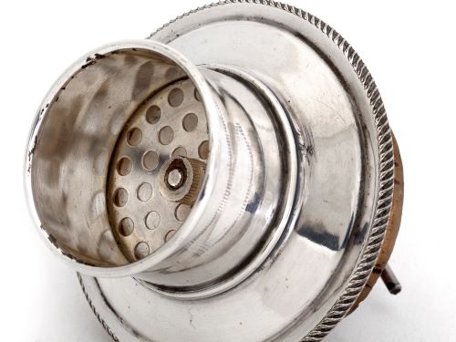 GLASS AND SILVER PLATE COCKTAIL SHAKER WITH ACID ETCHED MEASURING SCALE ON THE SIDE - ADDITIONAL PHOTO 1
