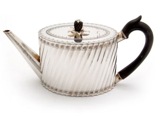 VICTORIAN SILVER PLATE FOUR PIECE TEA SET WITH SPIRAL TAPERING BODIES - ADDITIONAL PHOTO 3