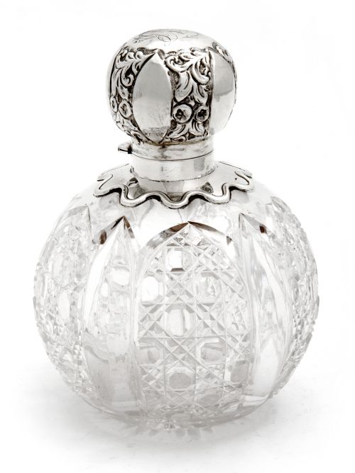PAIR OF LARGE VICTORIAN SILVER TOPPED AND CUT GLASS PERFUME SCENT BOTTLES - ADDITIONAL PHOTO 2