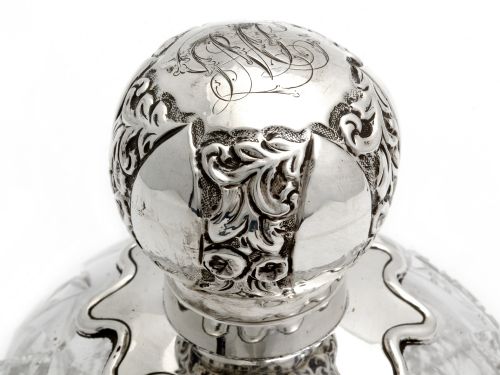 PAIR OF LARGE VICTORIAN SILVER TOPPED AND CUT GLASS PERFUME SCENT BOTTLES - ADDITIONAL PHOTO 3