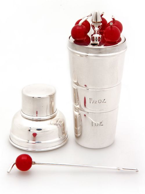 MINIATURE COCKTAIL SHAKER SHAPED CHERRY PICK HOLDER AND SPIRIT MEASURE - ADDITIONAL PHOTO 1