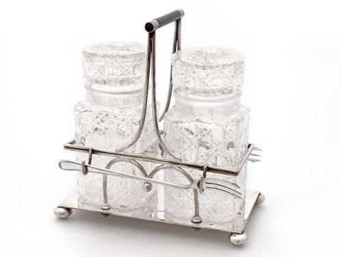 mappin webb silver plated double pickle jar stand - CATEGORY: ANTIQUE SILVER - DATED 1900