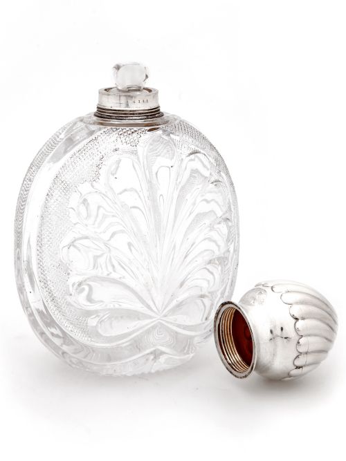 LARGE VICTORIAN SILVER CUT GLASS PERFUME BOTTLE BY JOHN GRINSELL SON - ADDITIONAL PHOTO 2