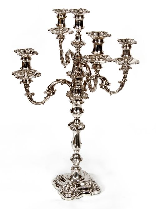 PAIR OF HENRY WILKINSON CO SILVER PLATE THREE LIGHT CANDELABRA - ADDITIONAL PHOTO 1