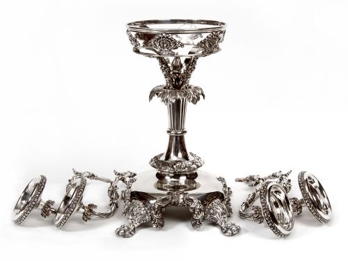 GEORGIAN OLD SHEFFIELD PLATE FIVE BOWL CENTREPIECE EPERGNE WITH LION PAW FEET - ADDITIONAL PHOTO 5