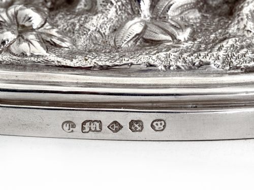 DECORATIVE VICTORIAN SILVER PLATE INK WELL OF A PEASANT FARMER PICKING GRAPES - ADDITIONAL PHOTO 12