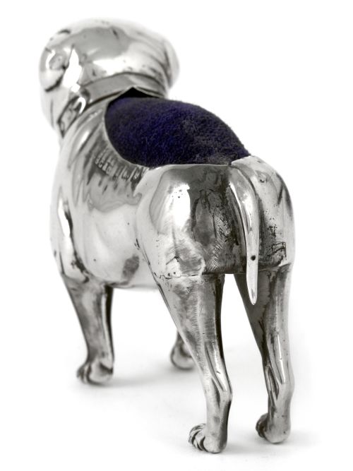 ANTIQUE SILVER BULL DOG PIN CUSHION - ADDITIONAL PHOTO 3