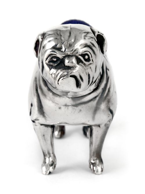 ANTIQUE SILVER BULL DOG PIN CUSHION - ADDITIONAL PHOTO 4