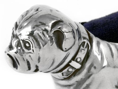 ANTIQUE SILVER BULL DOG PIN CUSHION - ADDITIONAL PHOTO 5