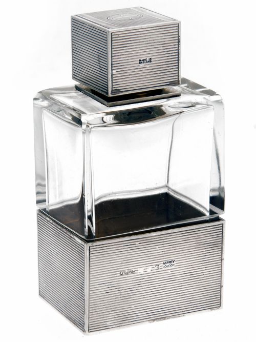 asprey co silver and glass perfume bottle - CATEGORY: ANTIQUE SILVER - DATED 1930
