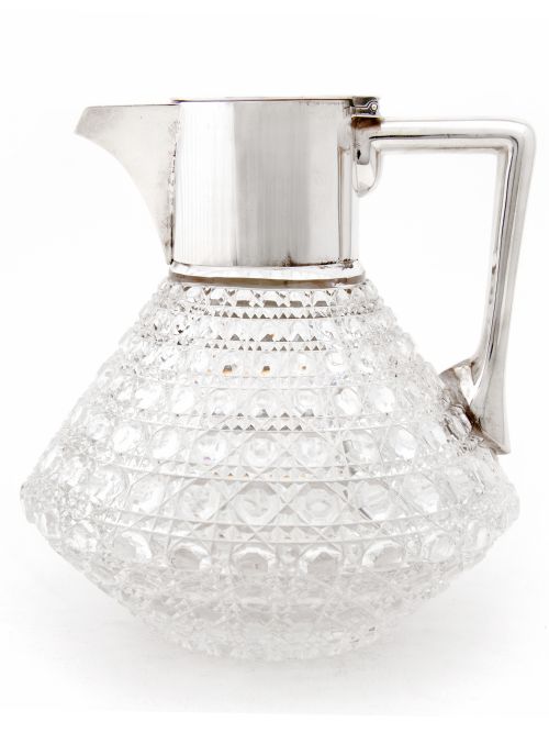 unusual conical shape victorian silver plate and cut glass claret jug - CATEGORY: ANTIQUE SILVER - DATED 1890