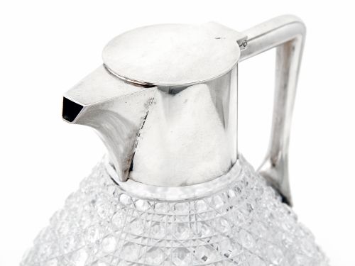 UNUSUAL CONICAL SHAPE VICTORIAN SILVER PLATE AND CUT GLASS CLARET JUG - ADDITIONAL PHOTO 2