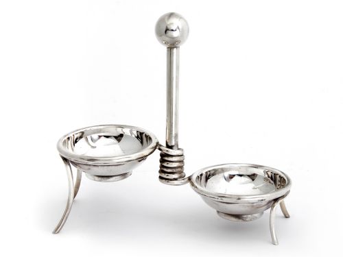 FRENCH ART DECO OIL VINEGAR ON A SILVER PLATED WIRE BASE - ADDITIONAL PHOTO 2