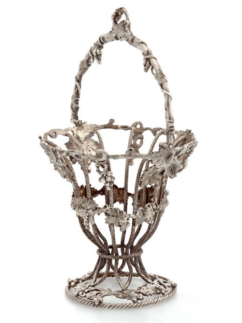 DECORATIVE VICTORIAN SILVER PLATE SUGAR BASKET WITH ORIGINAL BLUE GLASS LINER - ADDITIONAL PHOTO 5