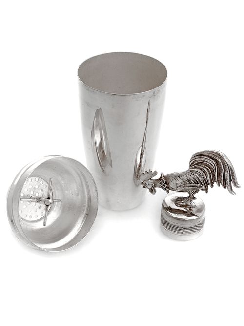 GLADWIN LTD SILVER PLATED COCKTAIL SHAKER WITH AN APPLIED COCKEREL - ADDITIONAL PHOTO 1