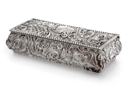 decorative rectangular chester silver jewellery box - CATEGORY: ANTIQUE SILVER - DATED 1900