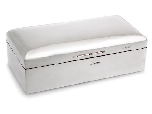 victorian plain chester silver cedar lined cigar or cigarette box - CATEGORY: ANTIQUE SILVER - DATED 1890