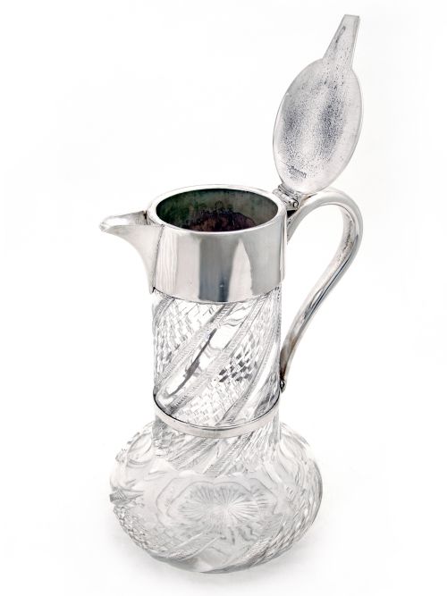 VICTORIAN SILVER PLATE CLARET JUG WITH PLAIN MOUNT AND BALL FINIAL - ADDITIONAL PHOTO 2