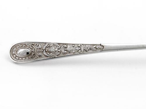 BOXED SET OF 12 SILVER TEA SPOONS AND PAIR OF SUGAR TONGS - ADDITIONAL PHOTO 4