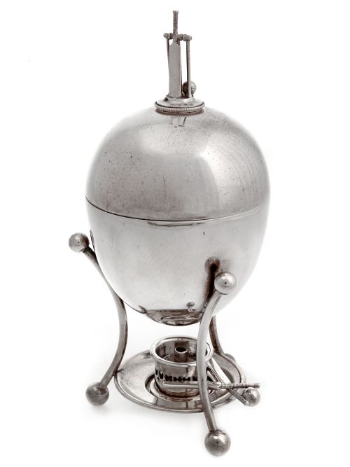 antique silver plate cricket themed egg boiler - CATEGORY: ANTIQUE SILVER - DATED 1920