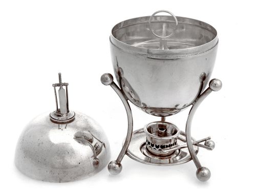 ANTIQUE SILVER PLATE CRICKET THEMED EGG BOILER - ADDITIONAL PHOTO 2